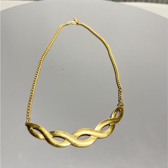 Vintage Signed Sarah Coventry Gold Tone Twisted Necklace Statement Chain 17 Inch - Picture 8 of 8